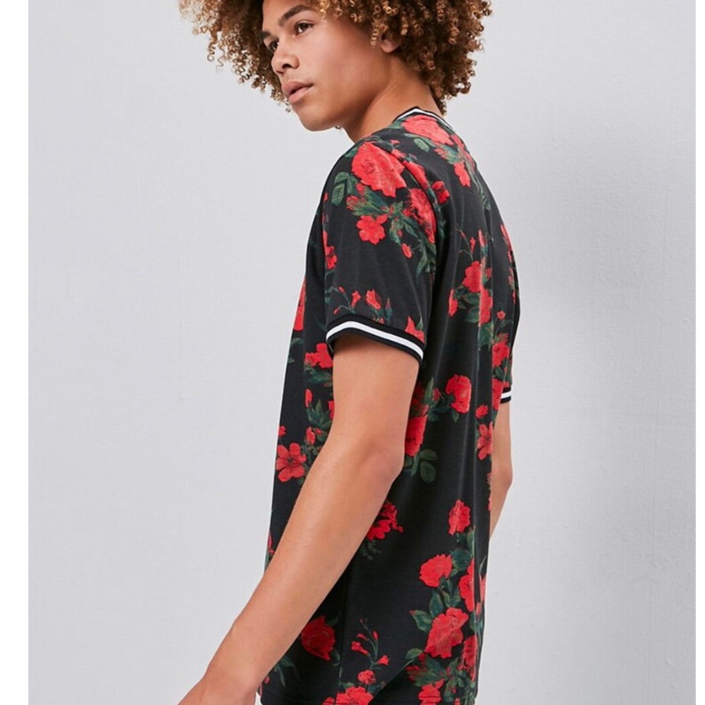 Rose Print Ringer Tee - Picture 5 of 9